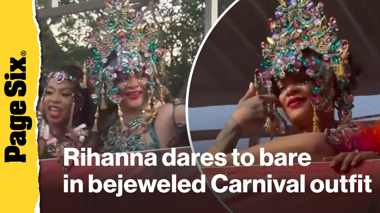 Rihanna dares to bare in bejeweled Carnival out...