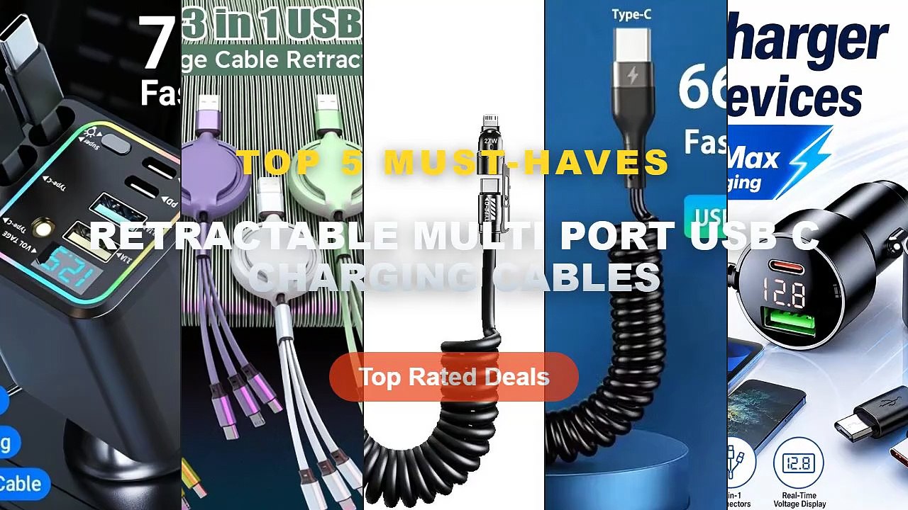 Amazing Retractable Multi Port USB C Charging Cables You Need To See - 3 In 1 Retractable USB Cable Fast Charging Data C...
