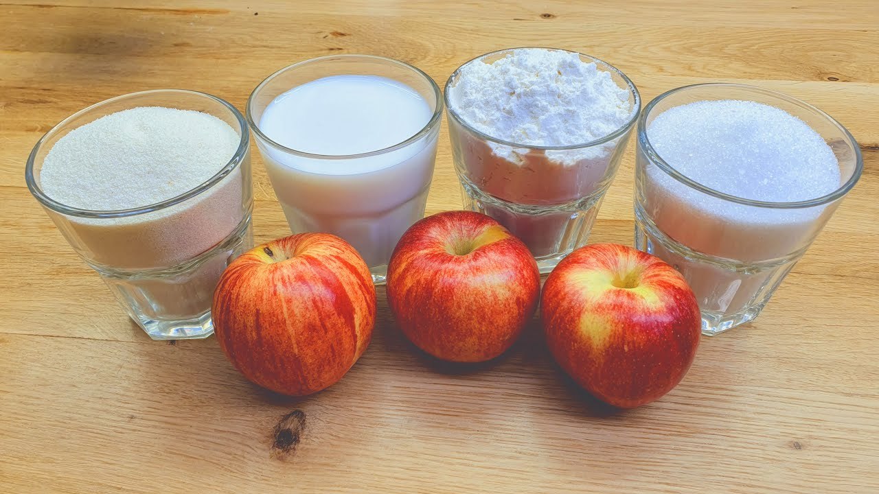 Das einfachste Apfelkuchen Rezept: 4 Gläser und 3 Äpfel