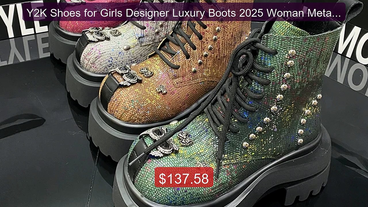 Y2K Shoes for Girls Designer Luxury Boots 2025 Woman Metal Riv... -- Hot Deal 2026 | Limited Offer!