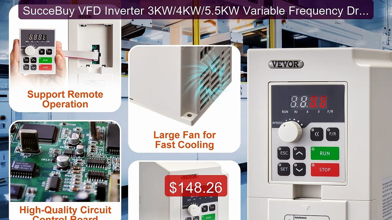 SucceBuy VFD Inverter 3KW/4KW/5.5KW Variable Fr...