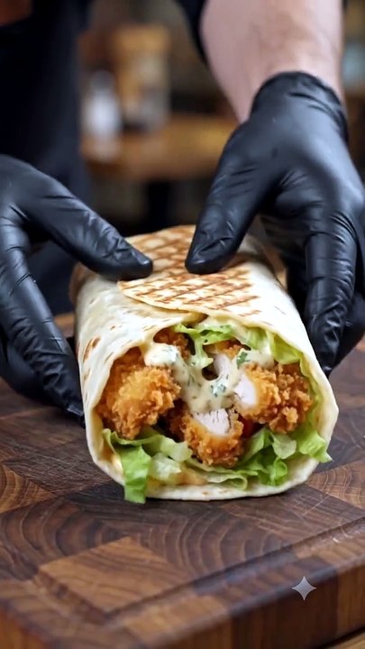 GIANT Crispy Chicken Wrap Mukbang | Food ASMR #shorts #food #foodlover