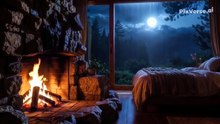 Heavy Rain & Fireplace Sounds | 1 Hour of Cozy Cabin Ambience