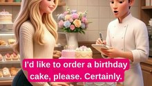 ORDERING A BIRTHDAY CAKE 🎂 Easy English Conversation #shorts