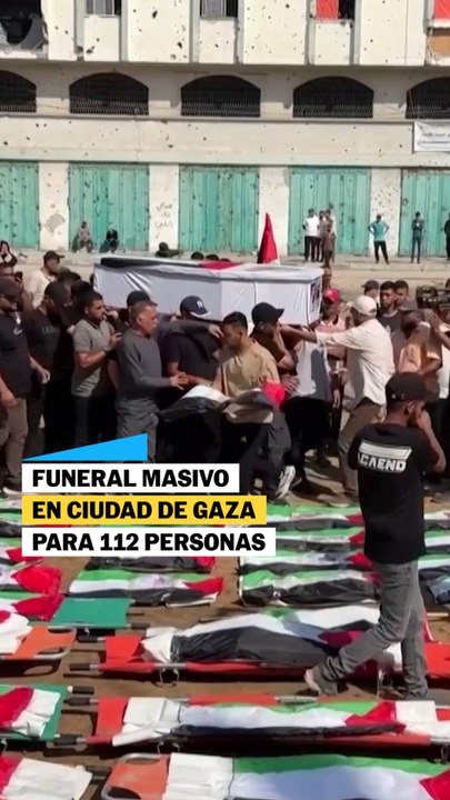 Funeral masivo en Ciudad de Gaza para 112 personas