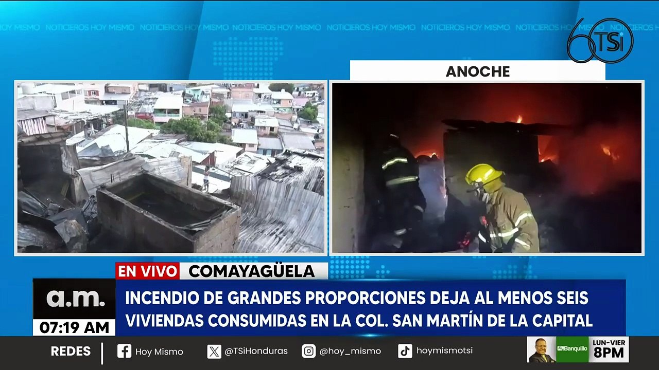 Incendio consume seis viviendas y deja a diez familias sin hogar en Tegucigalpa