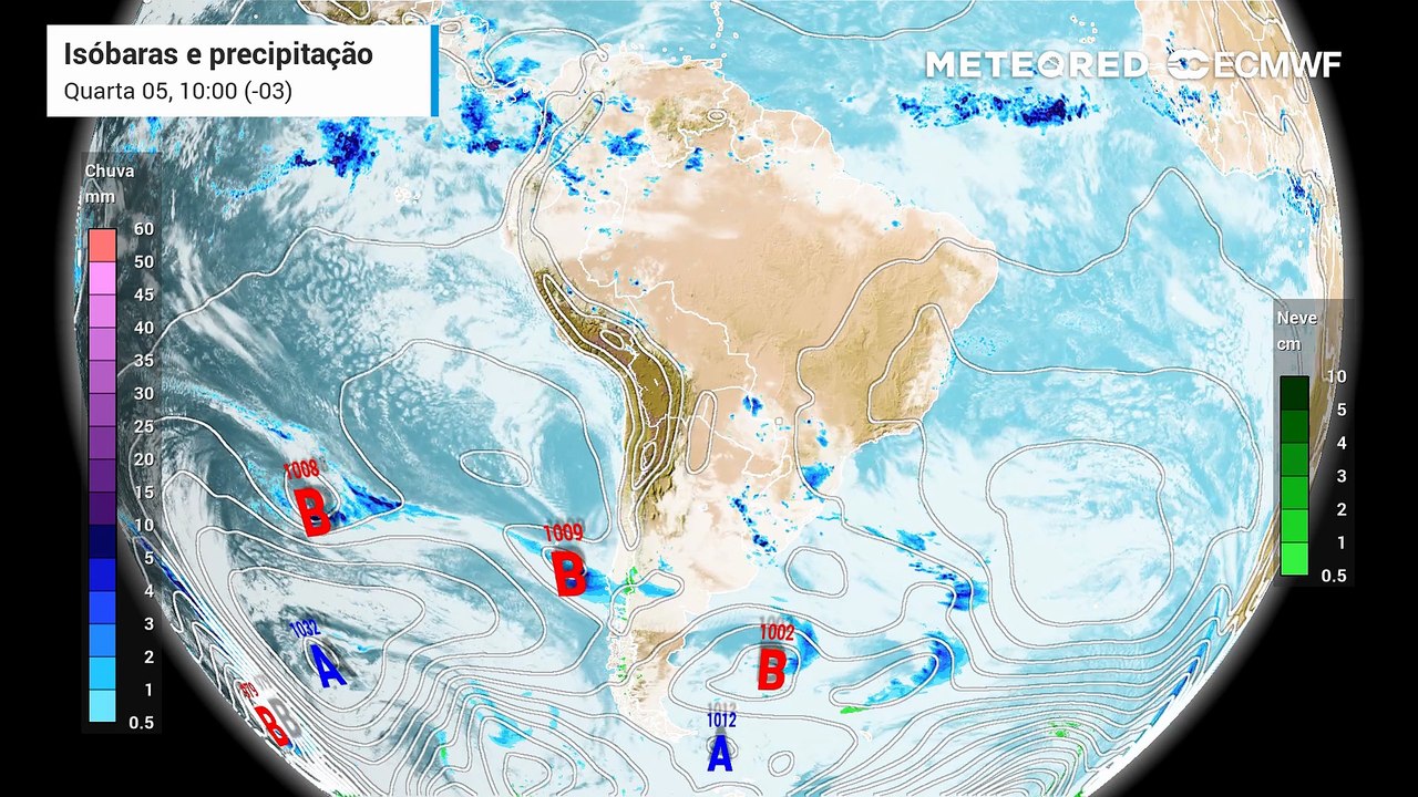 Quarta-feira, 5 de Agosto: Ciclone bomba deixa alerta para tempestades severas, ventos fortes e granizo na região Sul