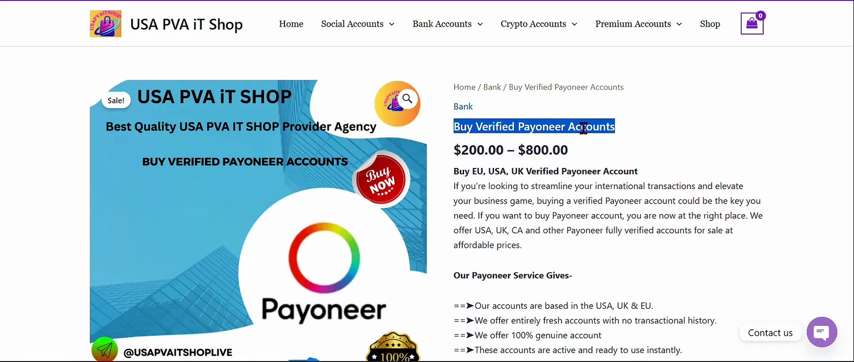 Where can I buy a verified Payoneer account?