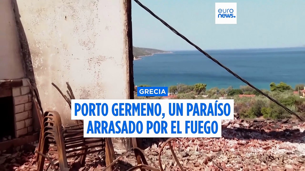 Porto Germeno, un paraíso arrasado por el incendio en el oeste de Ática (Grecia)
