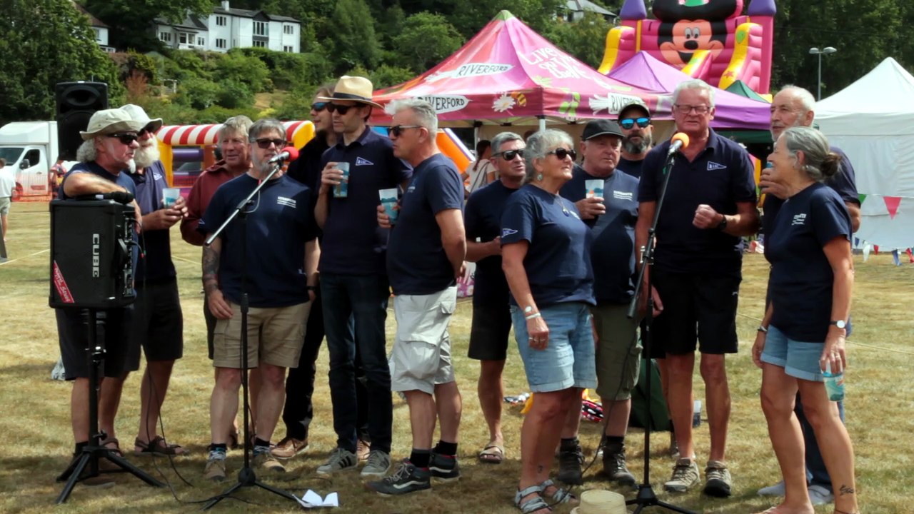 Lynmouth Shanty Crew entertain the crowds at Porlock Country Fair, filmed by George Ody.