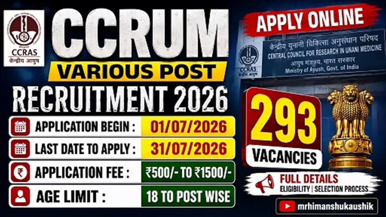 CCRUM Various Post Recruitment 2026 Apply Onlin...