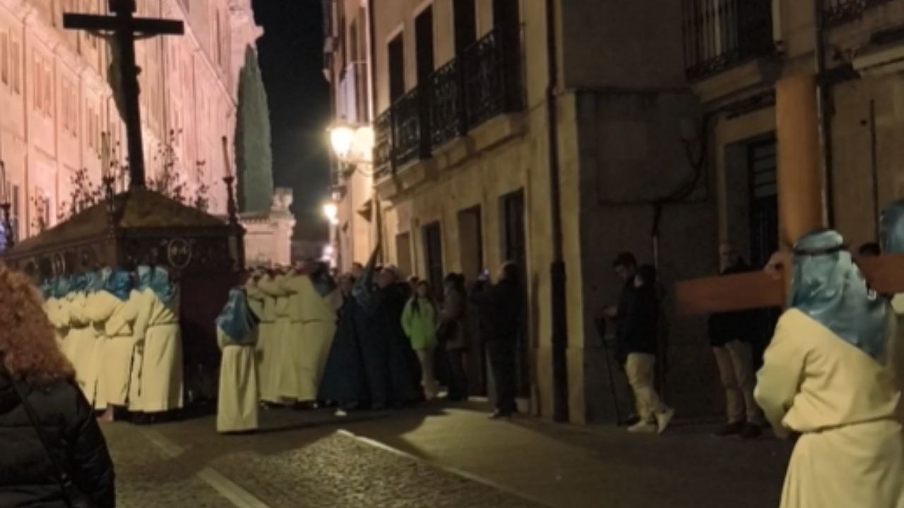 Holy Vera Cruz Procession Passes Through Salamanca On Holy Monday Night
