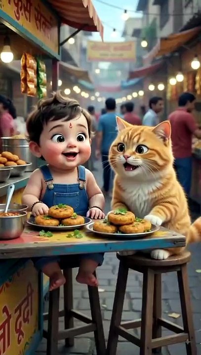 Baby Aur Billi Ne Kanha Ko Chuna Laga Diya! 😂 #ytshorts #comedy