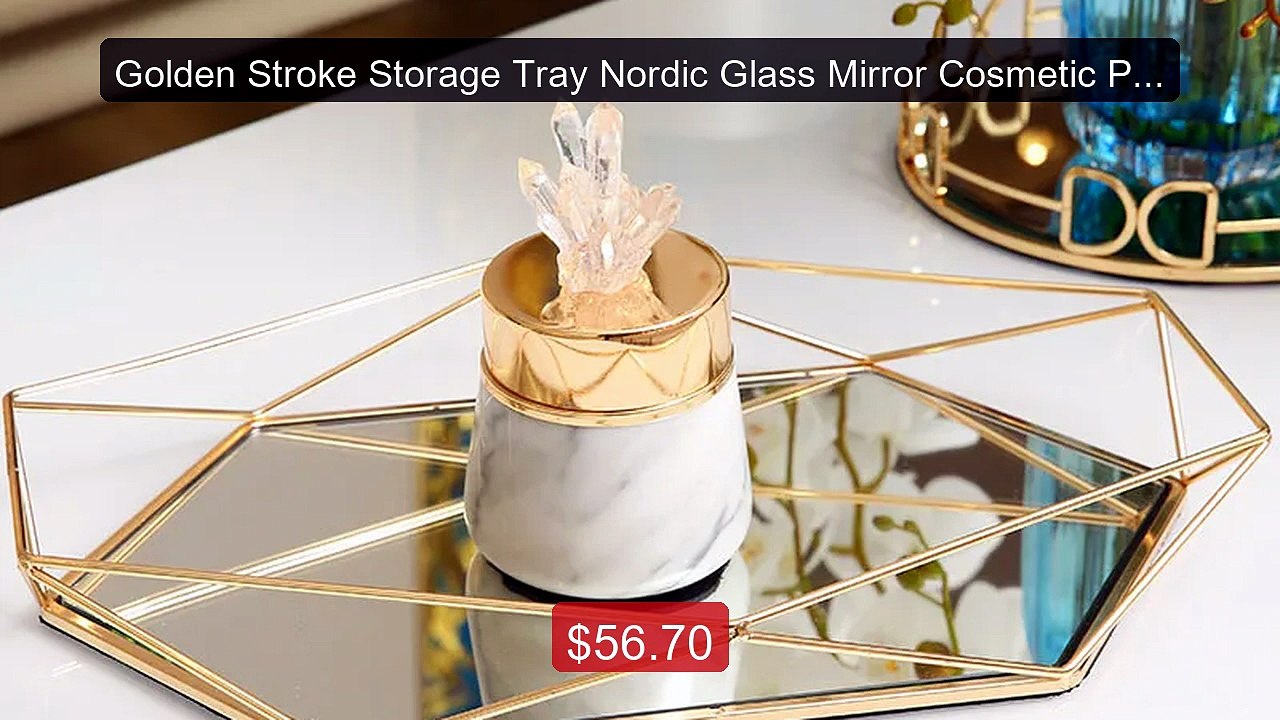 Golden Stroke Storage Tray Nordic Glass Mirror Cosmetic Plate  Des... -- Best Deal 2026 | Shop Now!