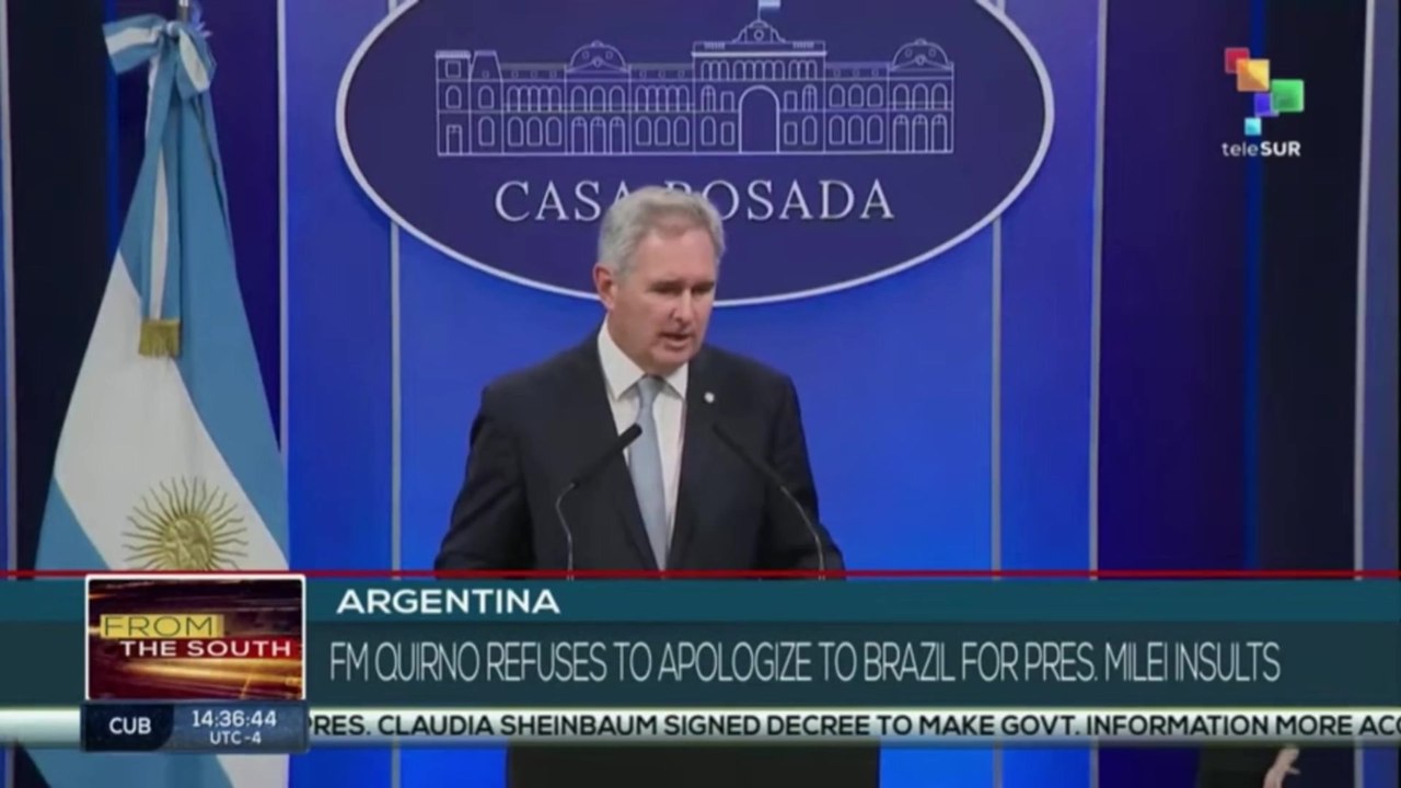 Argentinian FM Quirno refuses to apologize to Brazil for pres. Milei insults