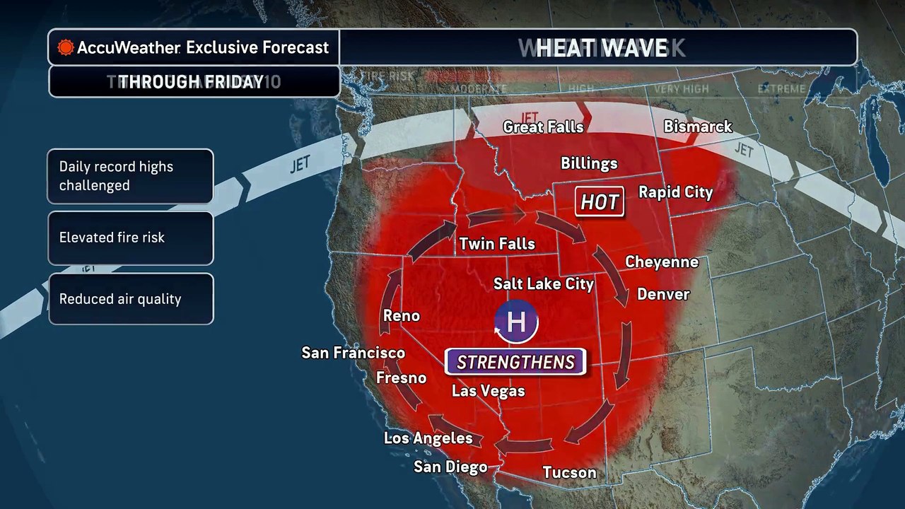 Scorching heat wave and wildfire risk in the West this week