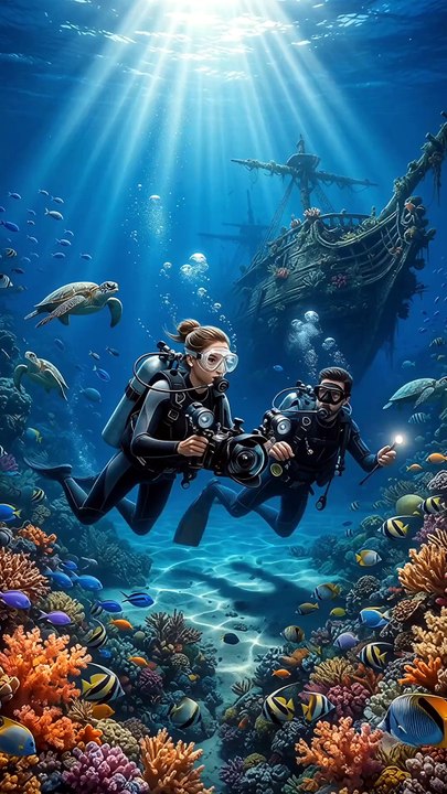 Beautiful couple underwater swimming and loving New latest unbelievable history of movies