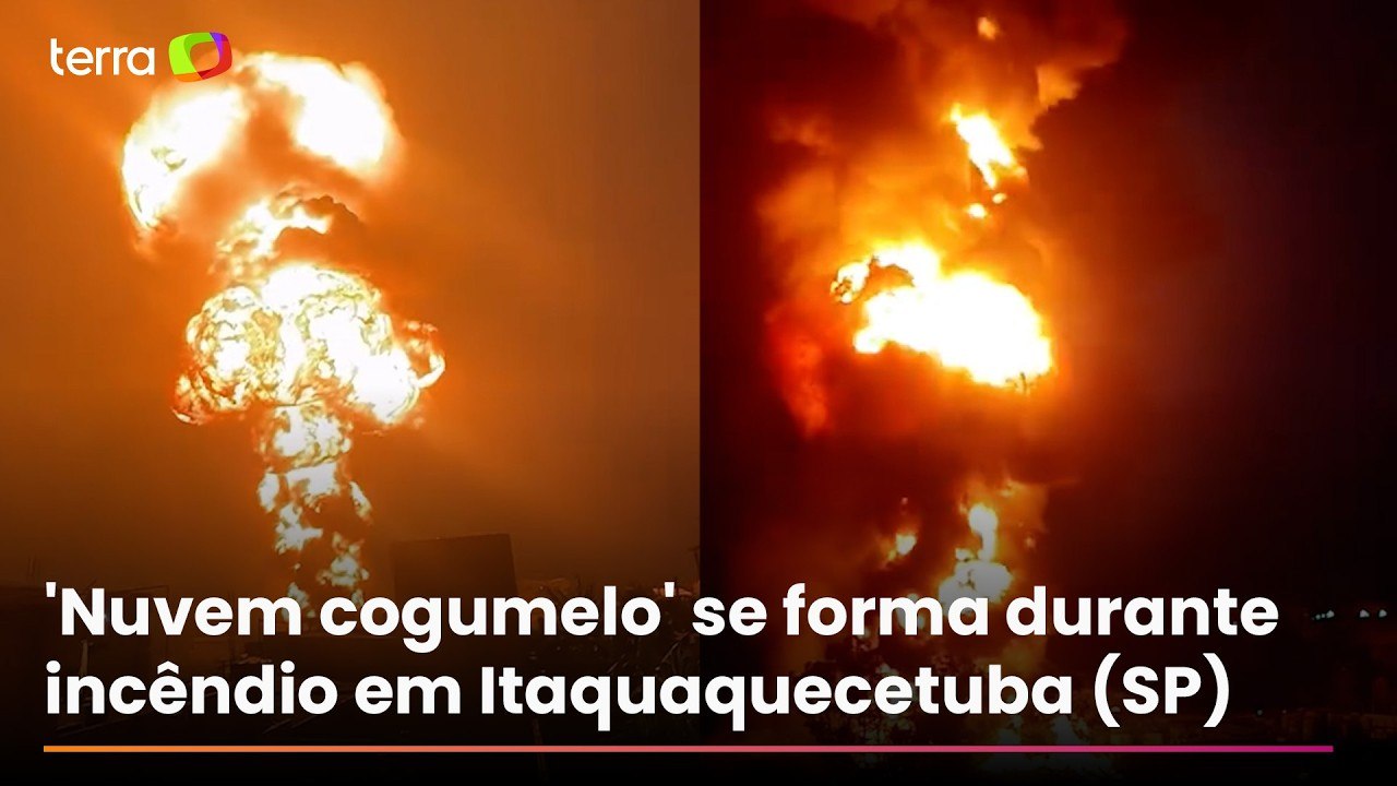 Vídeos mostram 'nuvem de cogumelo' durante incêndio em Itaquaquecetuba (SP)