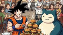 E se Goku fizesse um desafio de quem come mais contra o Snorlax