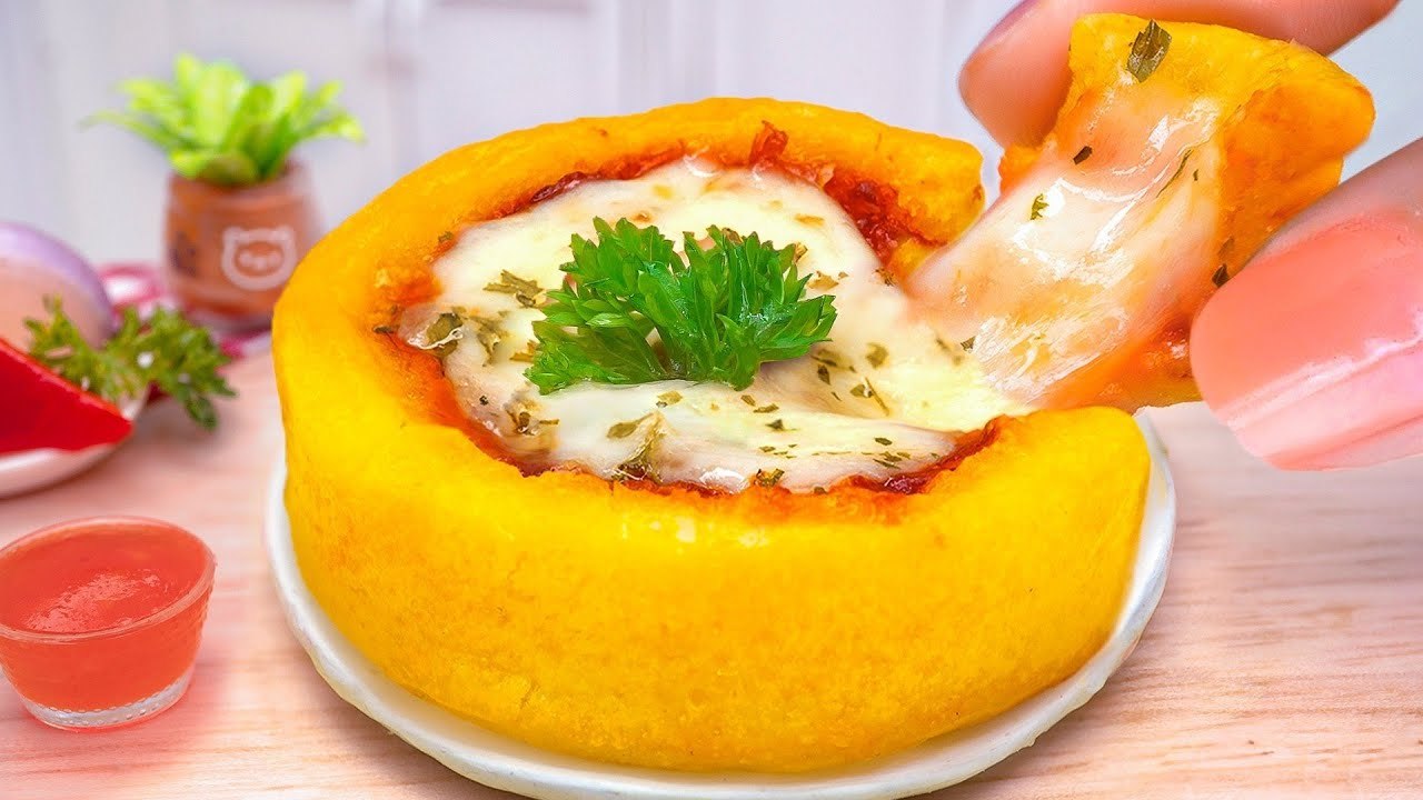 Delicious Miniature Chicago Pizza Recipe 🍕 So Yummy Deep Dish Pizza at Mini Kitchen| Fast Food ASMR