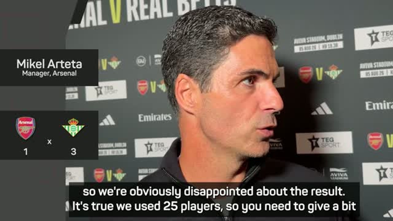 Arteta reveals 'fuming' Arsenal players in pre-season loss