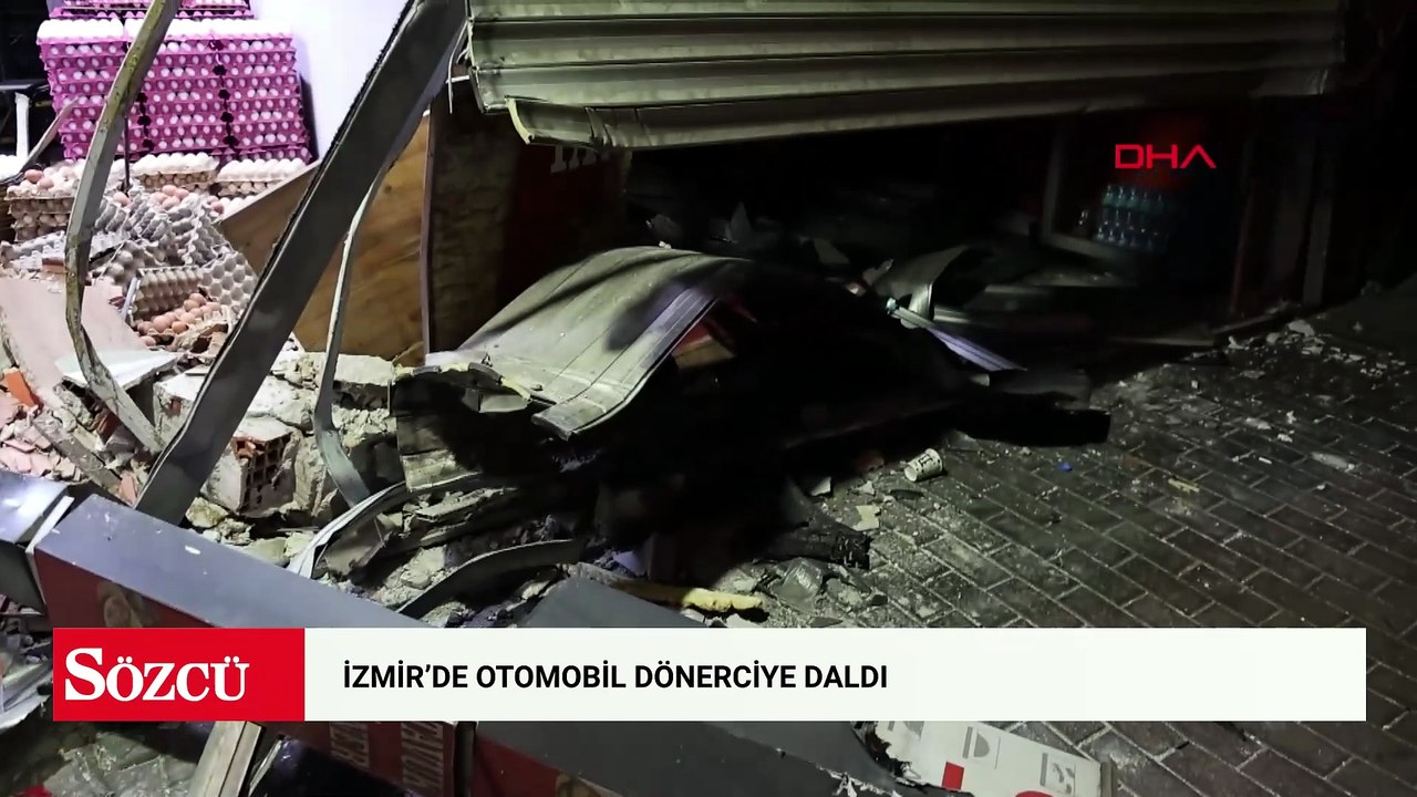 İzmir’de otomobil dönerciye daldı; bitişikteki iş yerindeki binlerce yumurta kırıldı