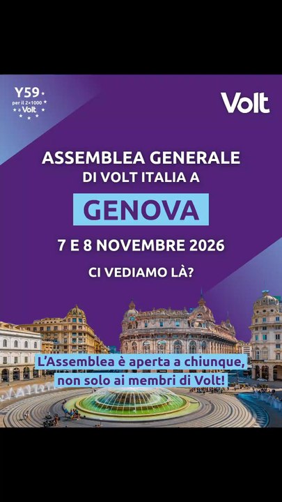 L’Assemblea Generale di Volt Italia arriva a Genova: ci vediamo il 7 e 8 novembre!