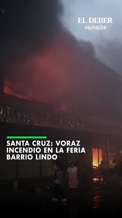 La Feria Barrio Lindo, en Santa Cruz de la Sierra, amaneció este jueves con un incendio de gran magnitud. Equipos de emergencia trabajan para controlar el fuego.