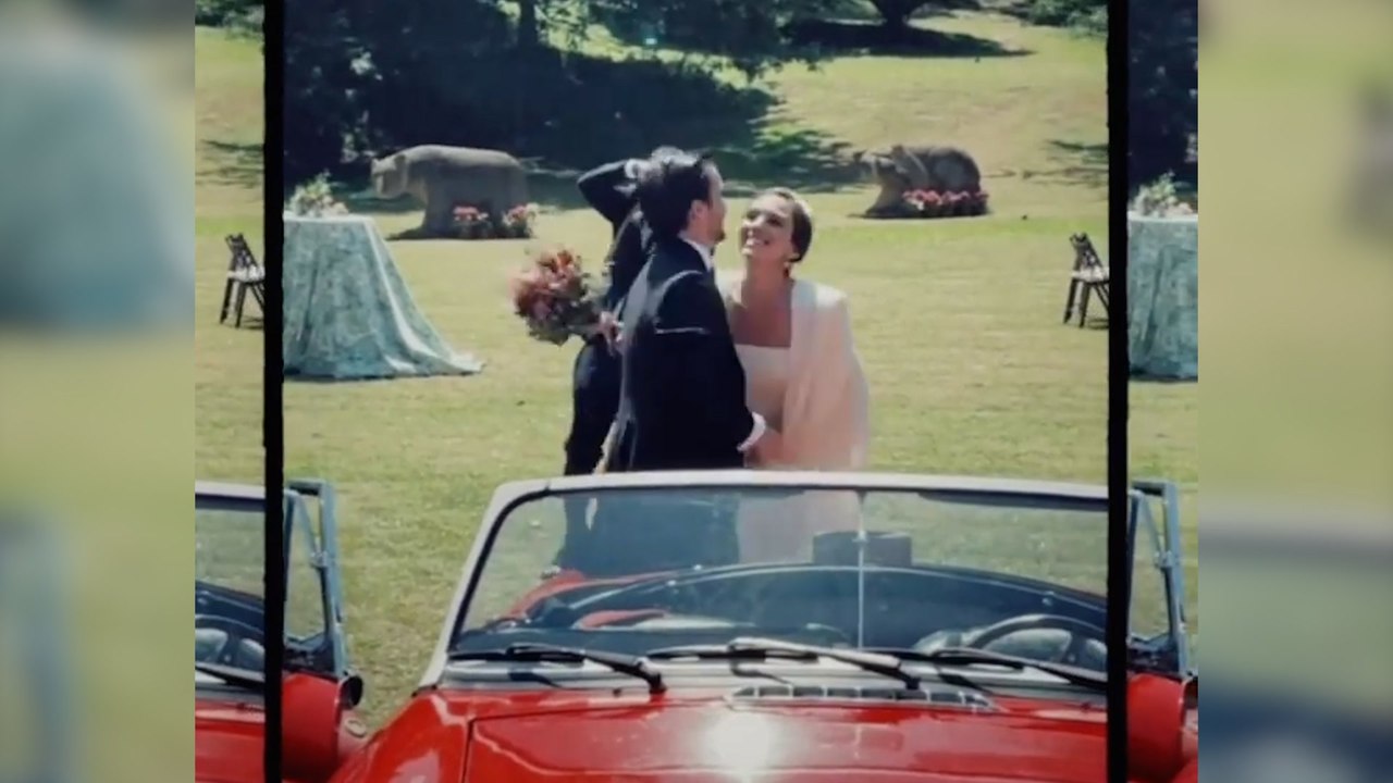 El espectacular coche rojo descapotable de los novios y todos los detalles de la boda del hijo de Cristina Yanes