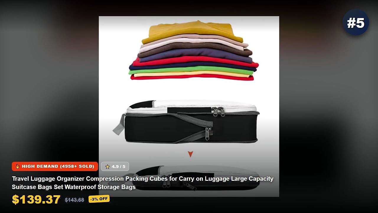Top 5 Best Compression Packing Cubes For Carry On Suitcases (Must Have!) - AS94 Compression Packing Cubes,8 Set Ultralig...