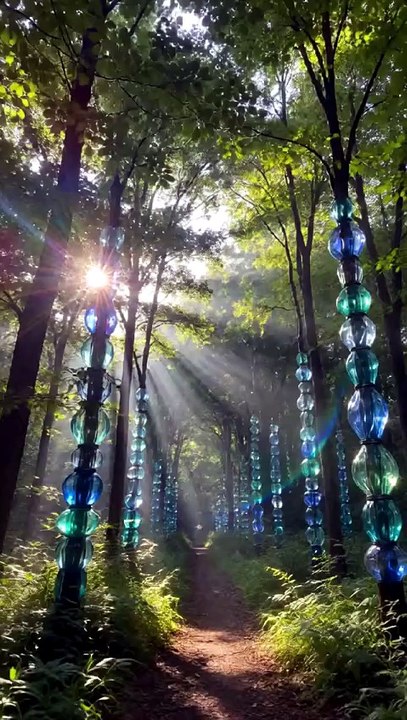 The Forest Made of Pure Glass 🌈 #dreamscapenature #surrealnature #ethereal