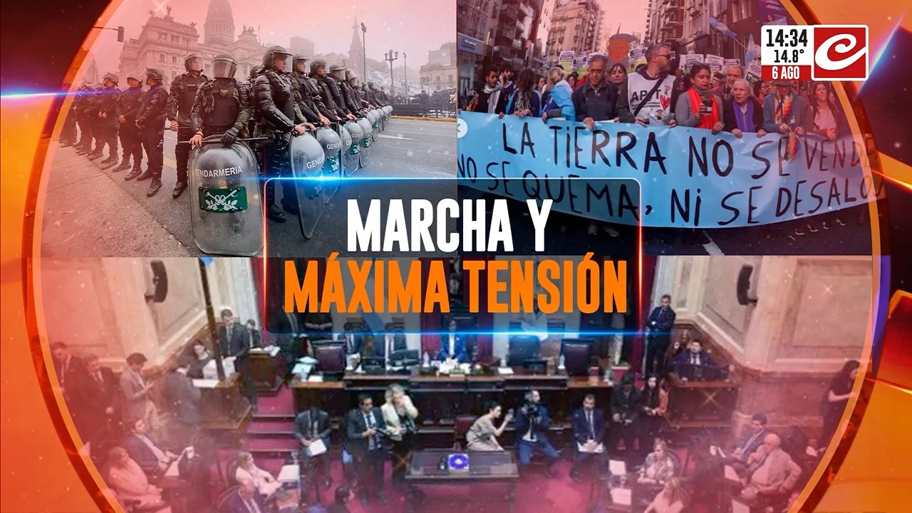 Marcha y maxíma tensión en el Congreso