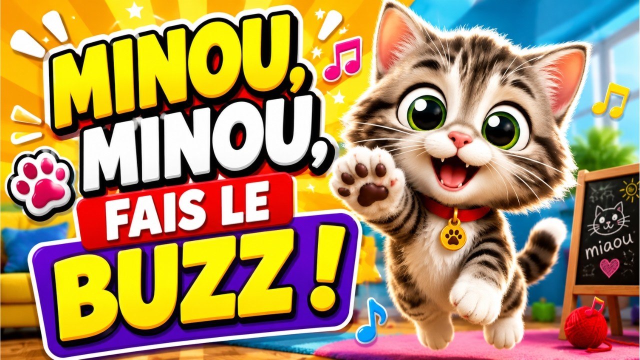 🐱 Minou Minou Fait le Buzz ! Comptine du Chat Rigolo | Chanson pour Enfants
