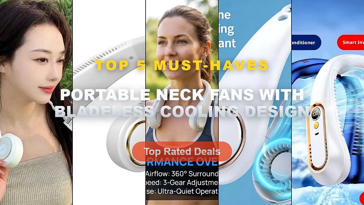 Amazing Portable Neck Fans With Bladeless Cooling Design You Need To See - Portable Neck Fan Digital Power Display Surro...