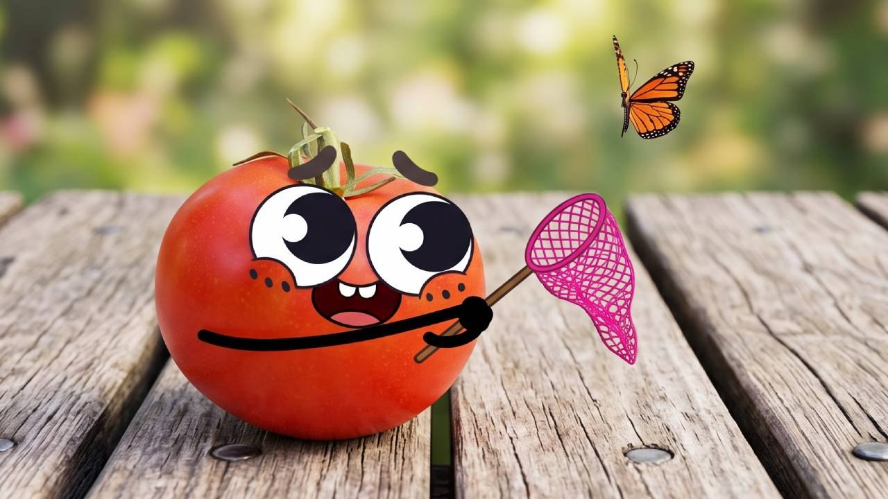 Garden Adventure: Tomato and Butterfly Fun in Doodland