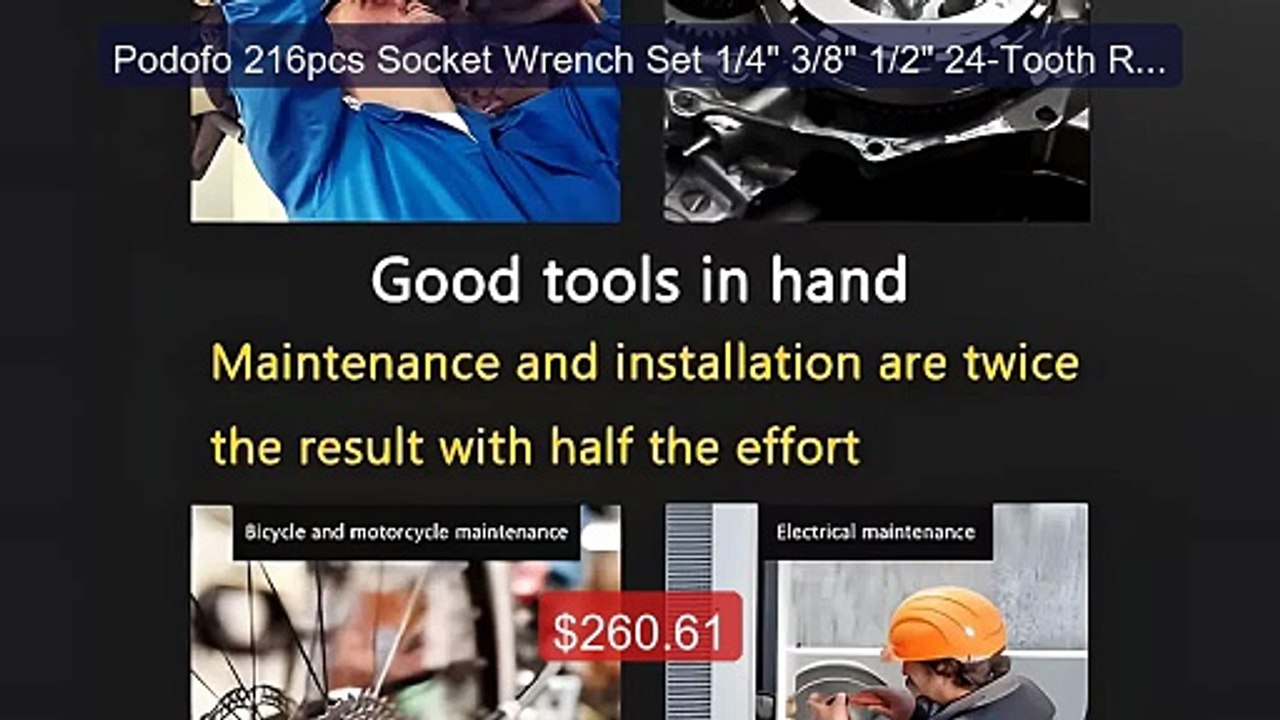 Podofo 216pcs Socket Wrench Set 1/4" 3/8" 1/2" 24-Tooth Ratch... -- Amazing Value 2026 | Must Have!