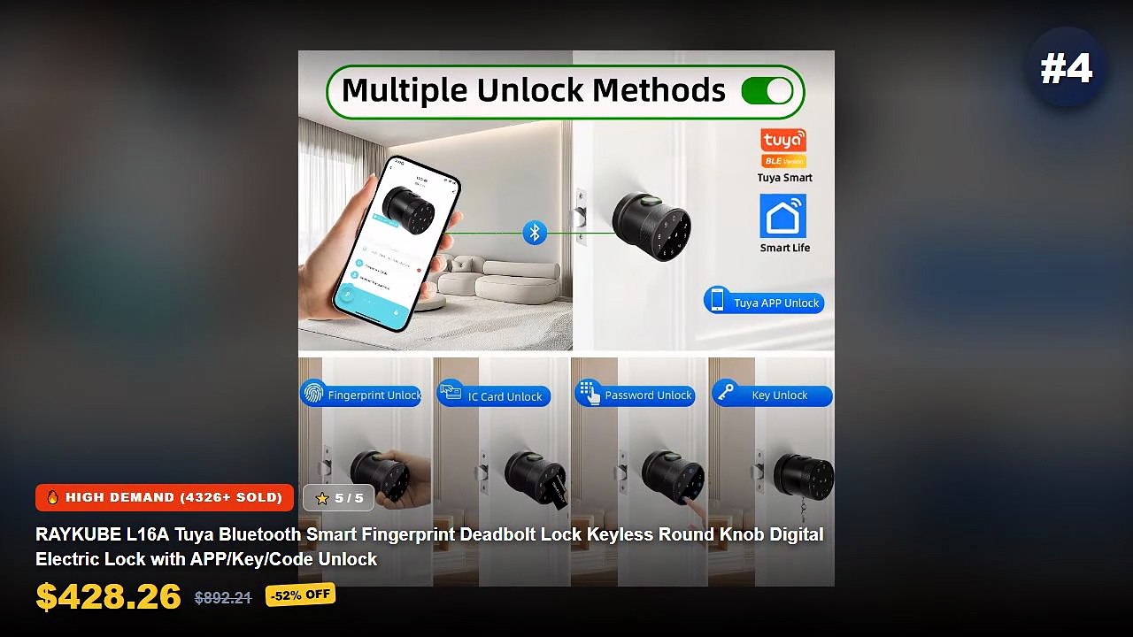 Top 5 Best Smart Digital Door Locks With Fingerprint Unlock (Must Have!) - New Adjustable 5 Unlock Methods TUYA TTLock A...