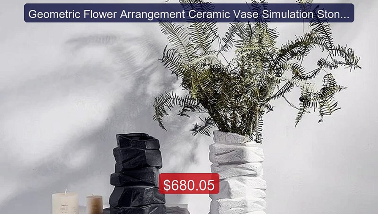 Geometric Flower Arrangement Ceramic Vase Simulation Stone Pattern... -- Best Deal 2026 | Shop Now!