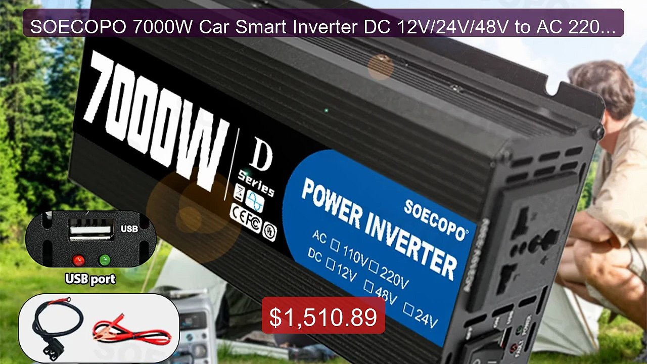 SOECOPO 7000W Car Smart Inverter DC 12V/24V/48V to AC 220V Co... -- Amazing Value 2026 | Must Have!