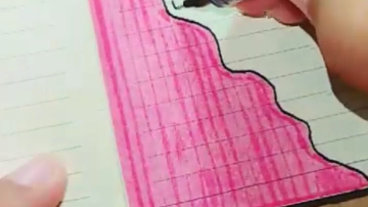 Pink challenge 💕 easy border ideas new style #fyp #mariasattv #frontpage