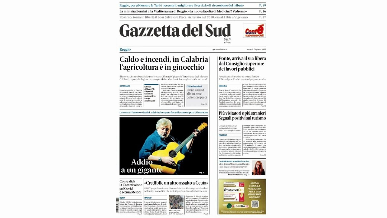 Rassegna stampa 07-08-2026 edizioni Calabria