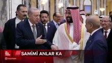 Cumhurbaşkanı Erdoğan, Suudi Arabistan'da liderlerle ayaküstü sohbet etti