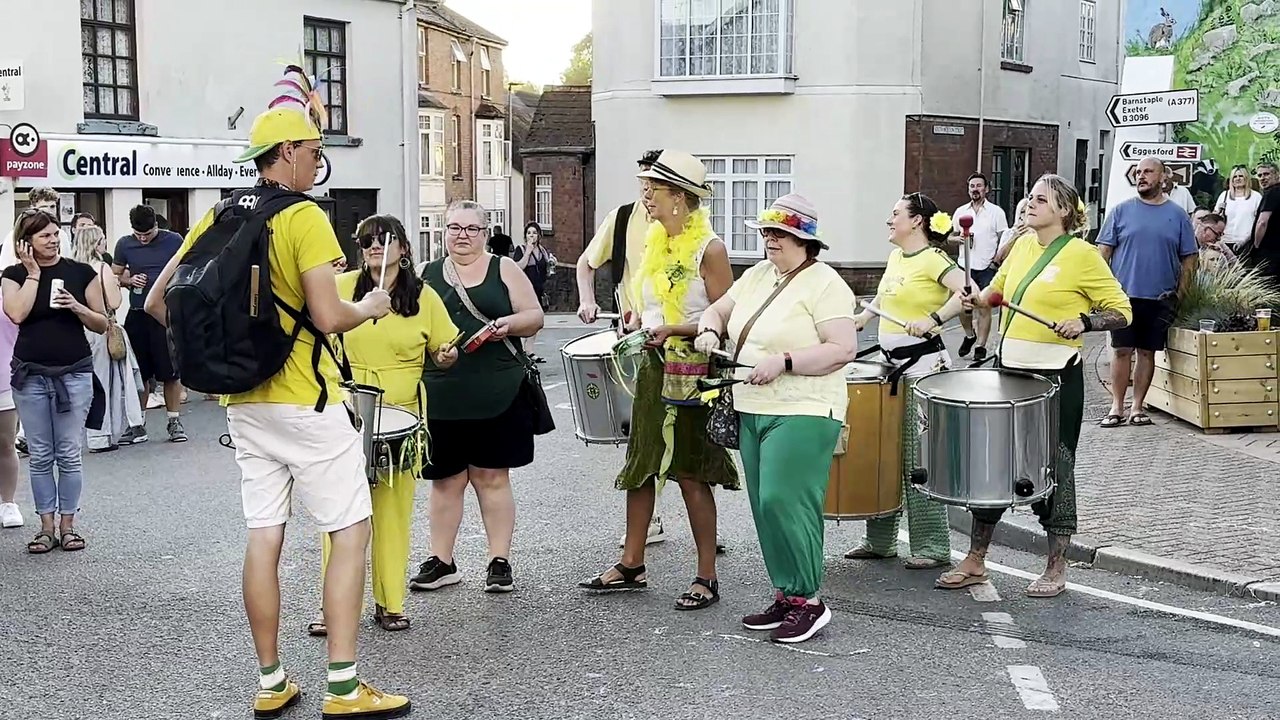 Some of the Crediton Samba Band members played at Chulmleigh Fair, video Alan Quick IMG_6893