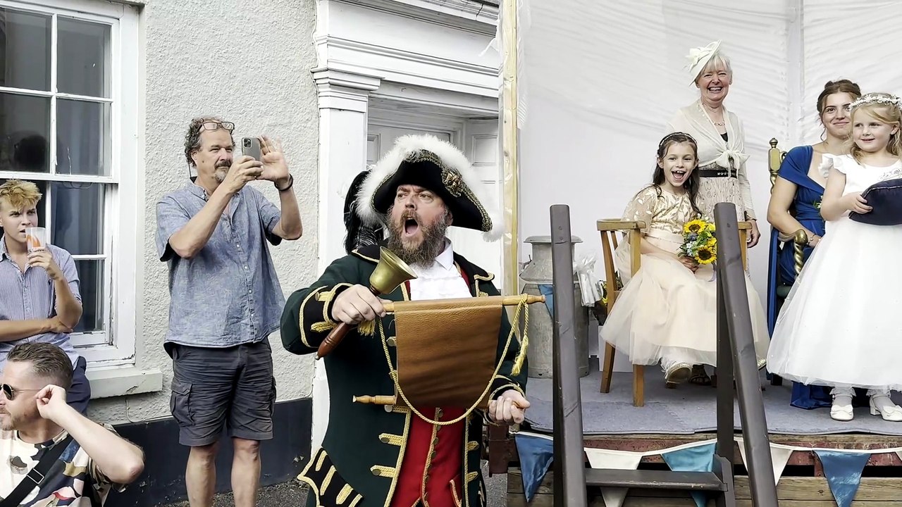 Chulmleigh Town Crier Ben Farlam gave the Royal Proclamation, video Alan Quick IMG_6793