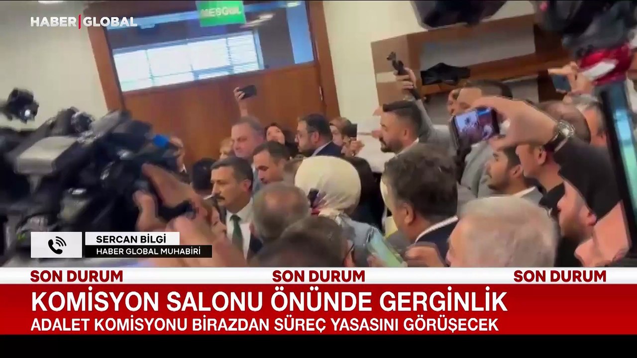 Çerçeve yasa toplantısı öncesi komisyon salonu önünde gerginlik