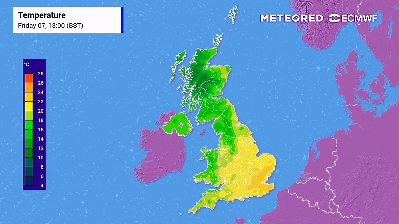 UK weather maps show where temperatures could reach 32°C as heatwave starts on Sunday