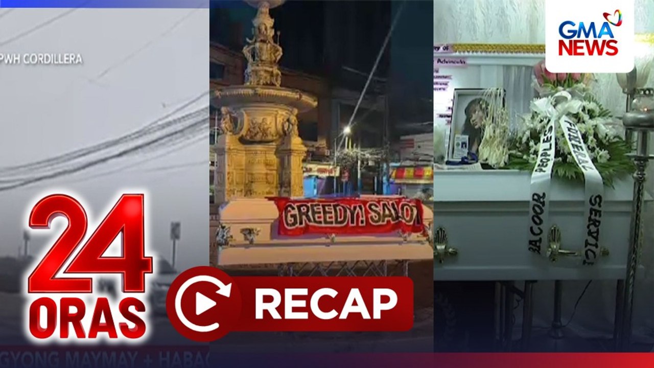 24 Oras: (Part 1) Mga kabaong na may mensahe vs. China, inabandona sa iba-ibang lugar; Epekto ng Bagyong Maymay at Habagat; Nakuryente ng 'clip fan', atbp