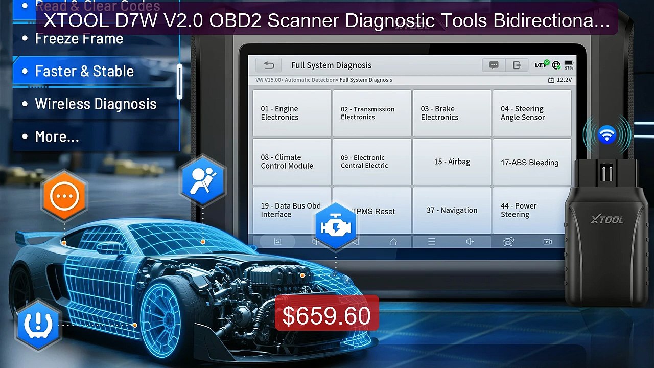 XTOOL D7W V2.0 OBD2 Scanner Diagnostic Tools Bi...