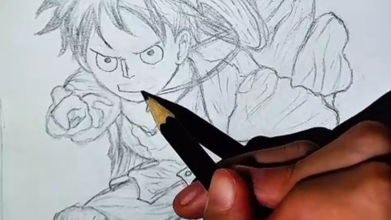 How to draw luffy pencil sketch from one piece anime