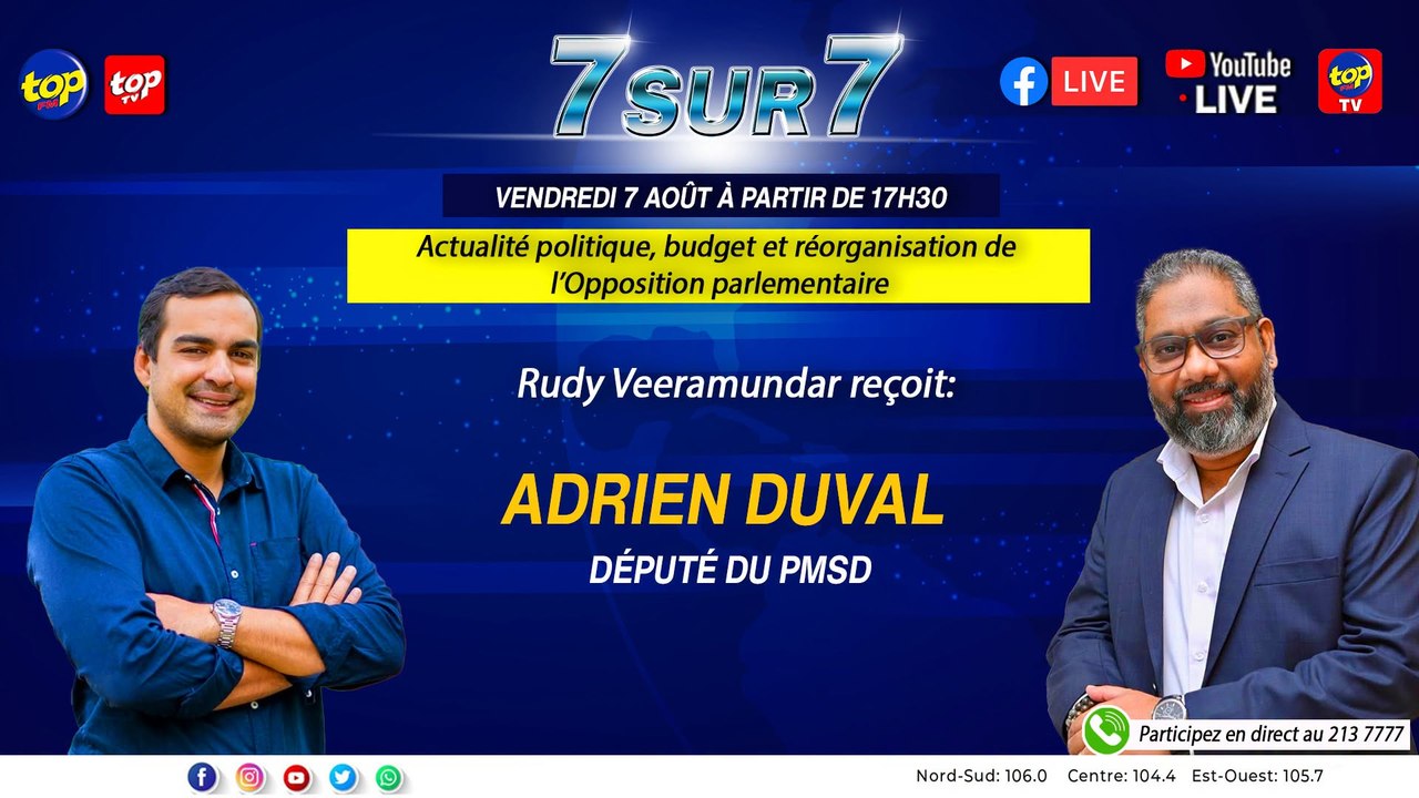 7 sur 7: Actualité politique, budget et réorganisation de l’Opposition parlementaire.